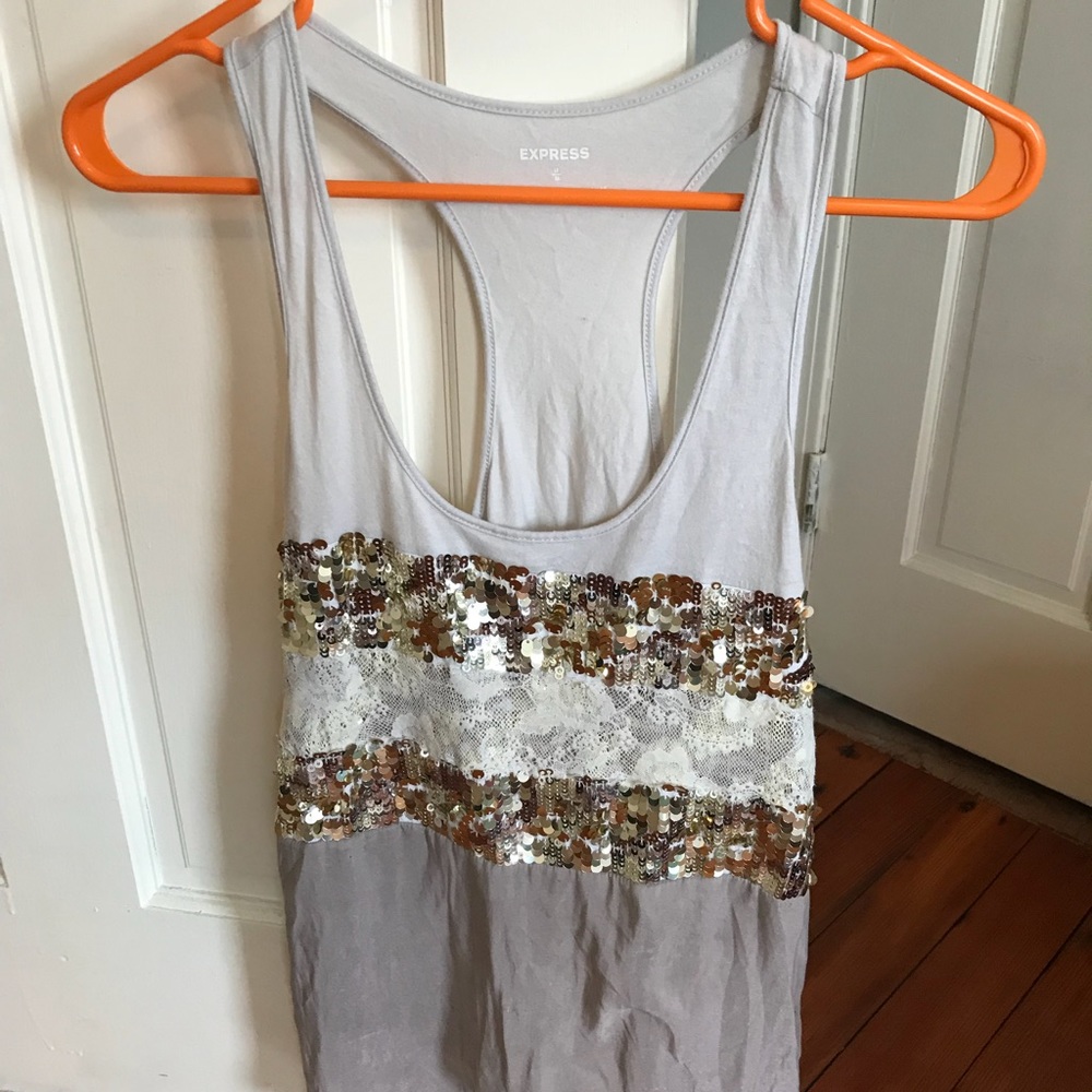 Sequins and lace tank top from express